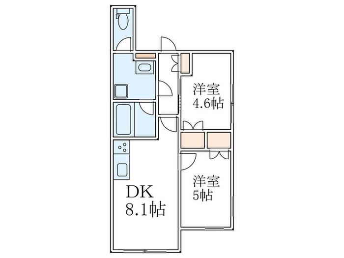 PASEO都立大学 ノース(2DK/2階)の間取り写真