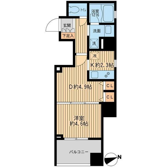 クリオ戸越銀座壱番館 部屋番号1503(1DK/15階)の間取り写真