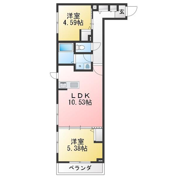 GRAN LA FIGUE(2LDK/2階)の間取り写真