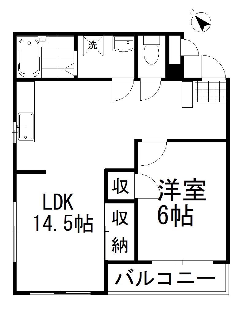 リヴェール桶川(1LDK/2階)の間取り写真