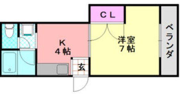 エステート高安(1K/1階)の間取り写真