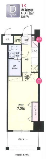 NO.67 ORIENTBLD(1K/9階)の間取り写真