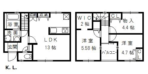 Fテラス泉大津(3LDK/1階)の間取り写真