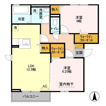 レジデンスクラインバンブス(2LDK/3階)の間取り写真