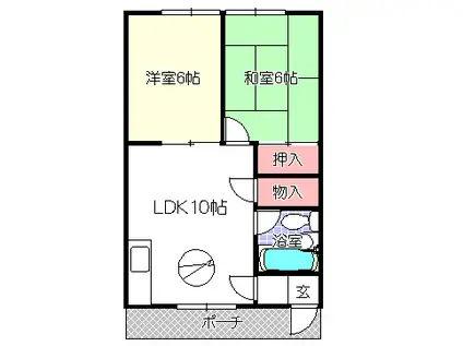 富樫ハイツ(2LDK/1階)の間取り写真