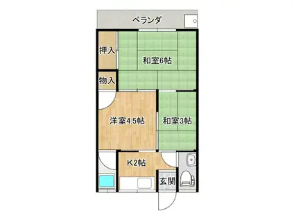 黒潮荘(3K/2階)の間取り写真