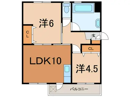 マルソ敷戸(2LDK/2階)の間取り写真