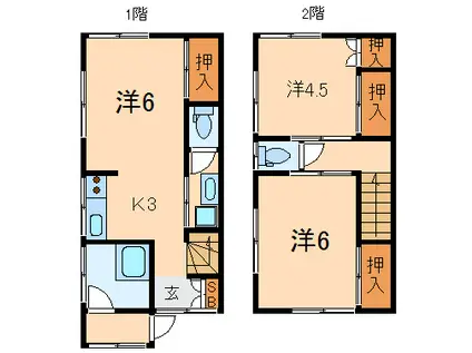 ウエルカム泉(3K/1階)の間取り写真