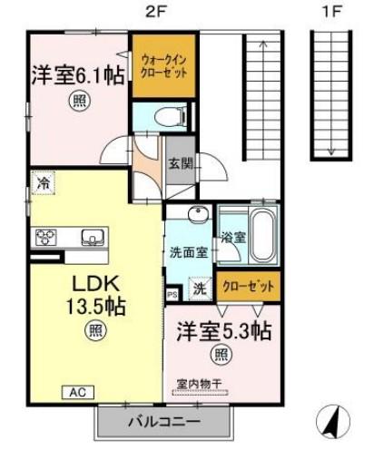 グレンディールIII(2LDK/2階)の間取り写真