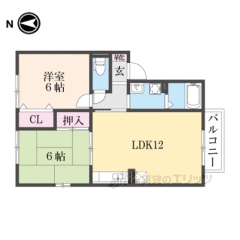 ピュアライフ B棟(2LDK/2階)の間取り写真
