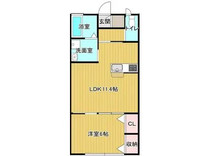 ウィズハイム駅前東 A(1LDK/2階)の間取り写真