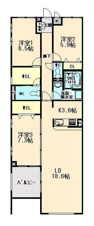 クオーレ トラスト II(3LDK/2階)の間取り写真