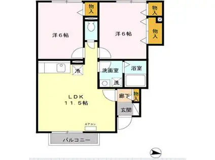 ア・レーズ(2LDK/1階)の間取り写真