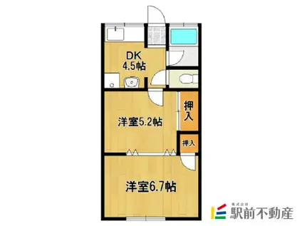 ハイネスト本庄(2K/1階)の間取り写真