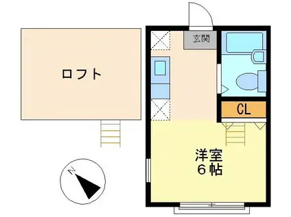 ハーミットクラブハウス栗田谷(ワンルーム/2階)の間取り写真