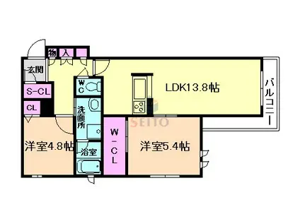 シャーメゾン クレスト(2LDK/2階)の間取り写真