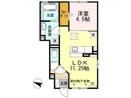 ヴィレッジパイン(1LDK/1階)の間取り写真