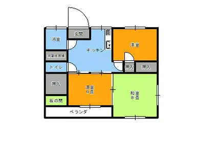 シャルムハイツI(3DK/2階)の間取り写真