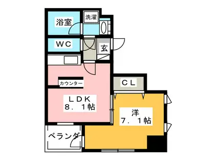 ブロードシティ東京(1LDK/7階)の間取り写真