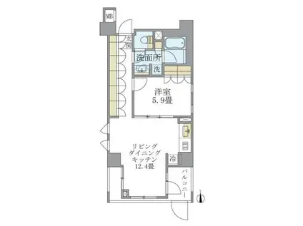 アパートメンツ白金三光坂(1LDK/5階)の間取り写真