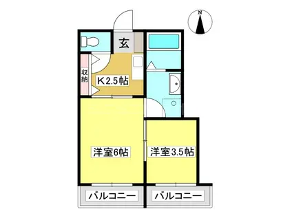 ヴェールヴィル(2K/2階)の間取り写真