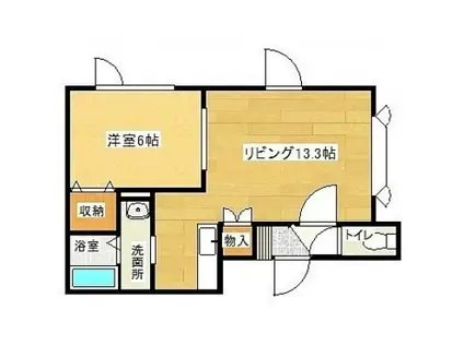 アンビシャス花園C(1LDK/2階)の間取り写真