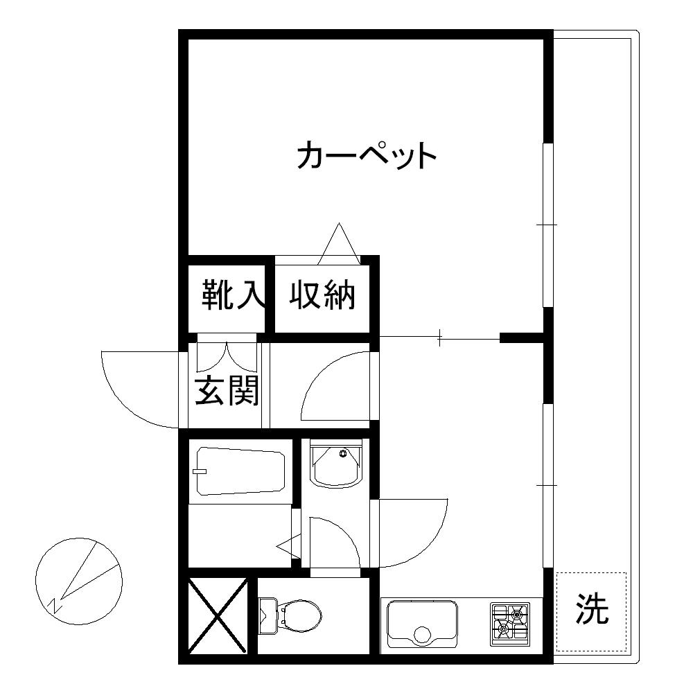 セレーネ田園調布南(1DK/4階)の間取り写真