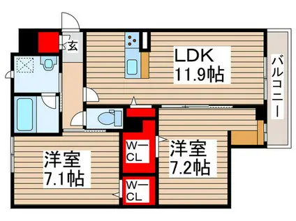 ブルームステージ(2LDK/2階)の間取り写真