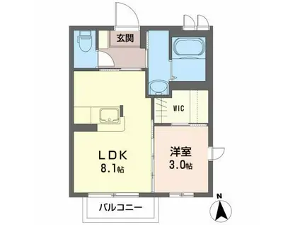 シャーメゾン金ヶ崎(1LDK/1階)の間取り写真
