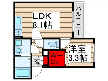 AJ新松戸IX(1LDK/2階)の間取り写真