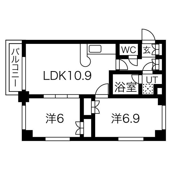 メープル桑園駅(2LDK/1階)の間取り写真