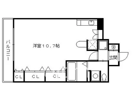 リーガル京都四条河原町通II(ワンルーム/4階)の間取り写真