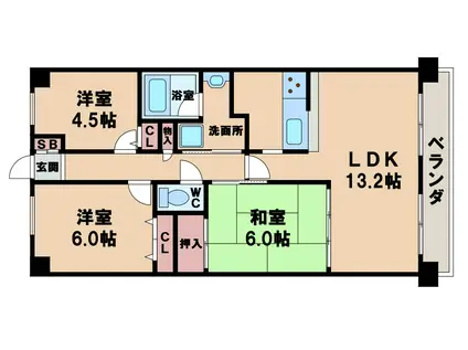 アート・メゾン播磨II(3LDK/1階)の間取り写真
