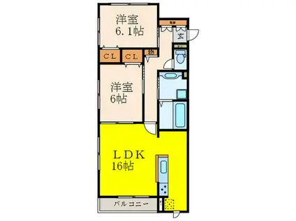 メルベーユ江坂(2LDK/2階)の間取り写真