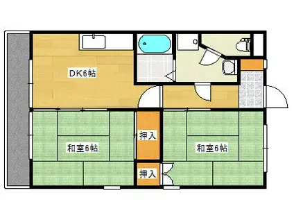 八木フラット(2DK/3階)の間取り写真