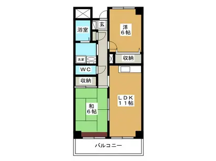 レジデンス新松戸(2LDK/4階)の間取り写真