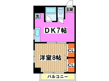 ハイツ笹塚(1DK/4階)の間取り写真