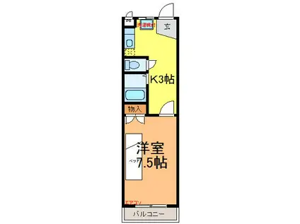 塚原コーポII(1K/1階)の間取り写真