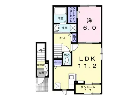 大和町吉岡アパート(1LDK/2階)の間取り写真