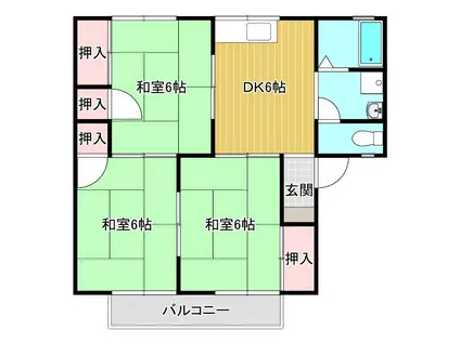 ハイツラポール(3DK/2階)の間取り写真