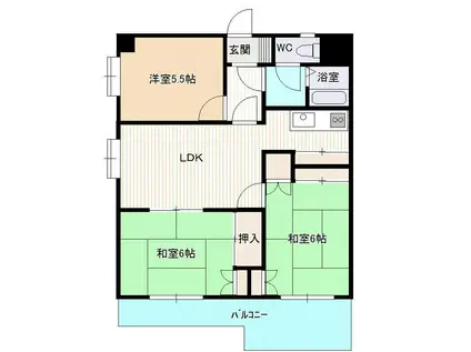 サンク開成(3LDK/2階)の間取り写真