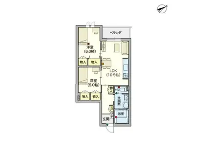 カメリア赤塚(2LDK/3階)の間取り写真