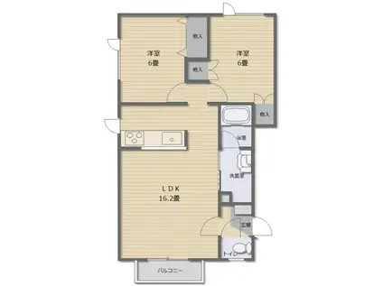 メゾンドフラッシュII(2LDK/2階)の間取り写真