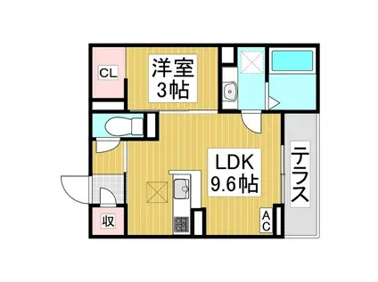 プランタン若里V(1LDK/1階)の間取り写真