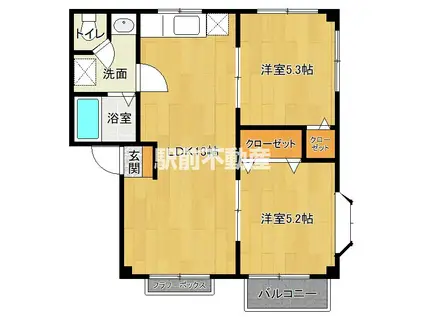 グリーンコーポ(2LDK/2階)の間取り写真