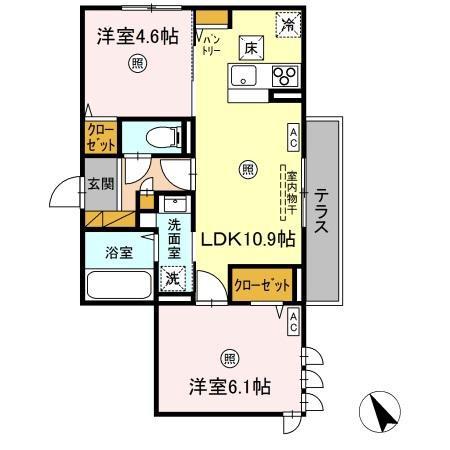 MIRAIS(2LDK/1階)の間取り写真