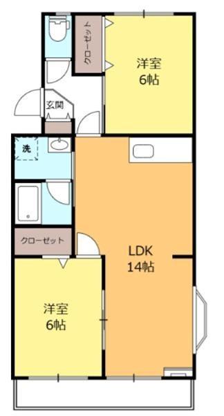 むつみグリーンハイツ(2LDK/4階)の間取り写真