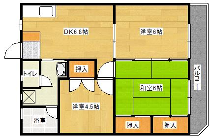 M・Rビル(3DK/2階)の間取り写真