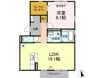 フェリーチェ立川B棟(1LDK/3階)の間取り写真