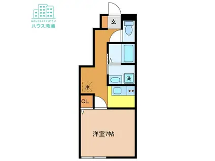 RESIDENCE田中町(1K/1階)の間取り写真